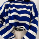 پلیور راه‌راه بافت ریز اورسایز